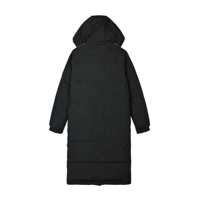 Adidas Black Long Puffer Down Jacket with 3-Stripe Detail view