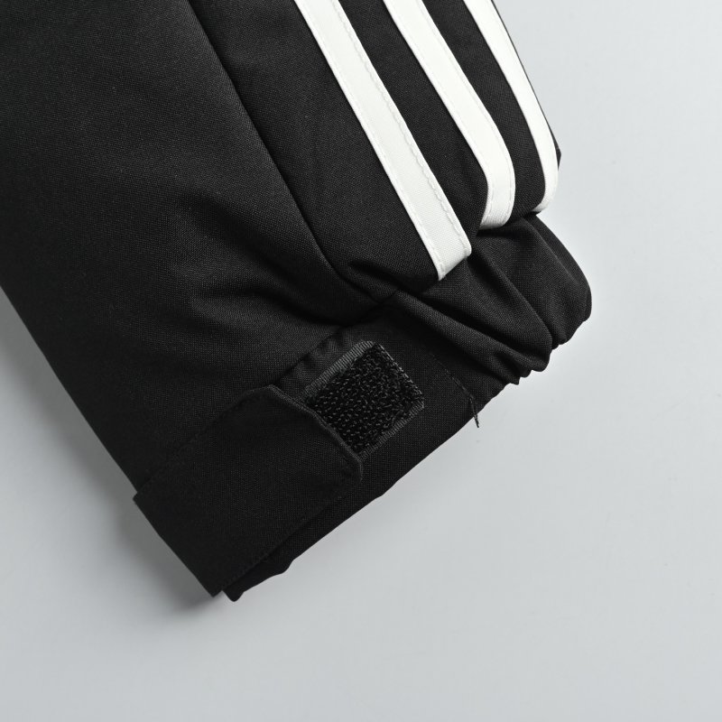 Adidas Black Long Puffer Down Jacket with 3-Stripe Detail view