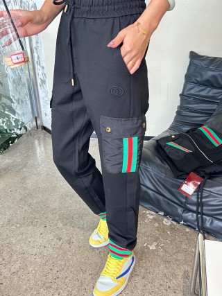 Gucci Black Cargo Pants with Web Stripe Detail view 9