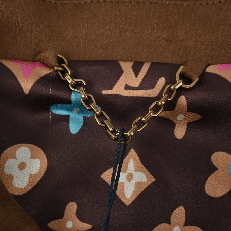Brown Suede Bomber Jacket with Embroidered Logo view