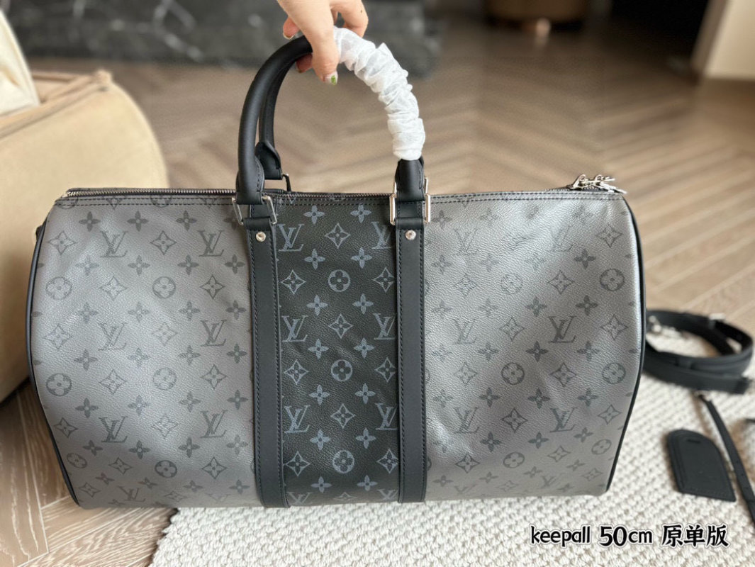 Louis Vuitton Keepall 50cm Monogram Travel Bag Grey