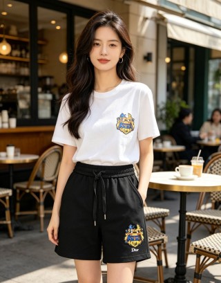 Dior Black Logo Embroidered Shorts view 3