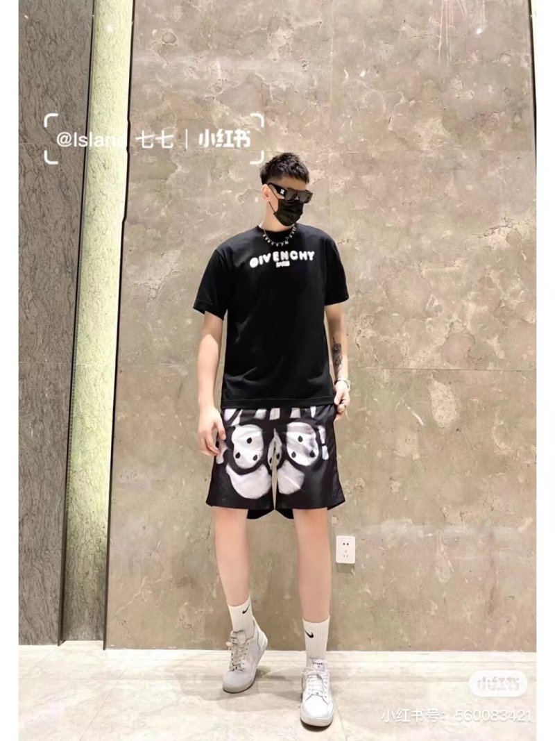Givenchy Black Graphic Shorts with Face Print view