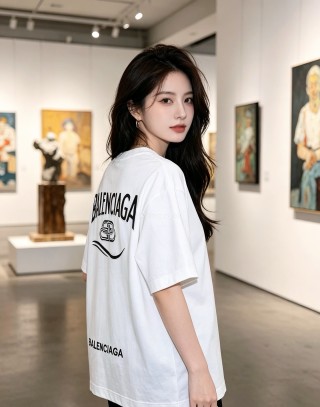 Balenciaga White Logo Short-Sleeve T-Shirt view 2