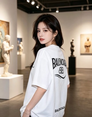 Balenciaga White Logo Short-Sleeve T-Shirt view 3