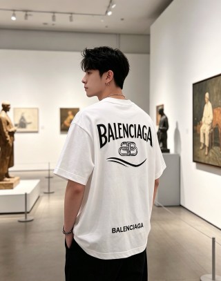 Balenciaga White Logo Short-Sleeve T-Shirt view 6