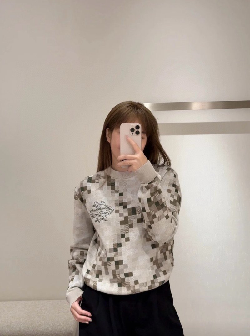Cream Argyle Knit Sweater with Embroidered Logo view