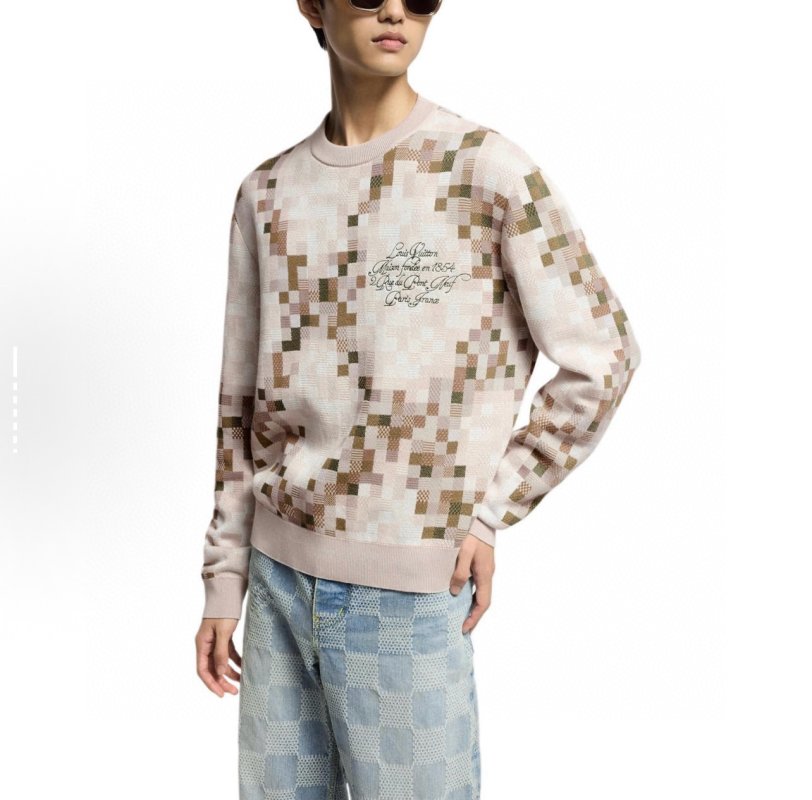 Cream Argyle Knit Sweater with Embroidered Logo view