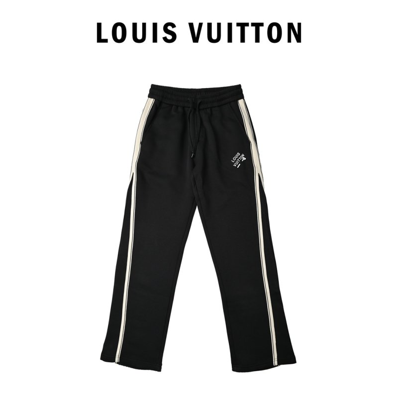 Black Track Pants with White Side Stripe view