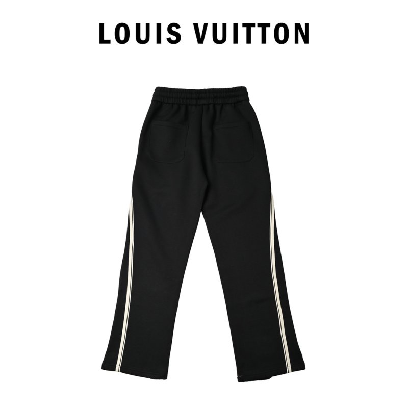 Black Track Pants with White Side Stripe view