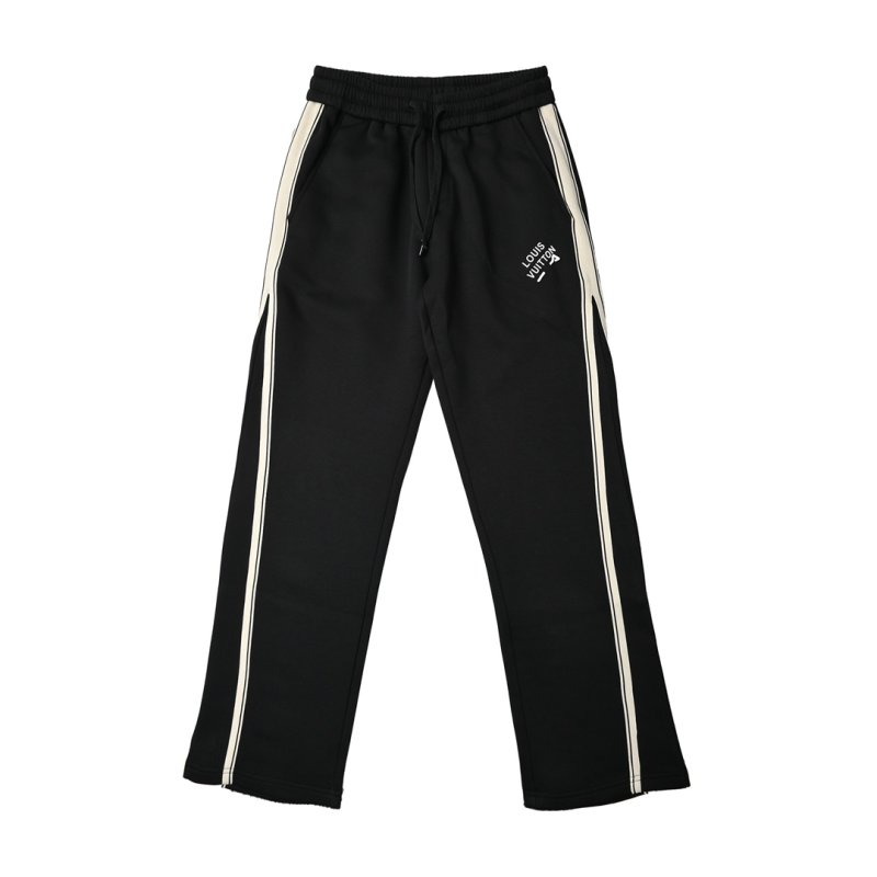 Black Track Pants with White Side Stripe view