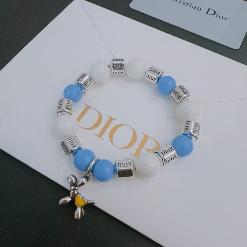 Dior Agate Bead Thai Silver Style Bracelet Blue White view