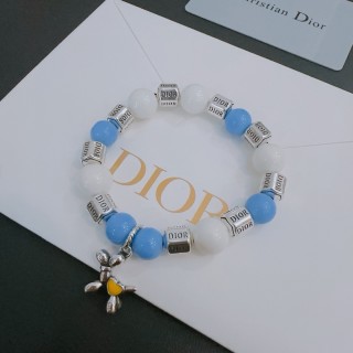Dior Agate Bead Thai Silver Style Bracelet Blue White view 2