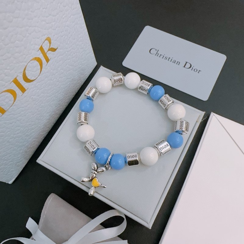 Dior Agate Bead Thai Silver Style Bracelet Blue White view
