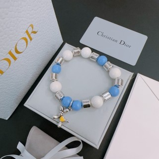 Dior Agate Bead Thai Silver Style Bracelet Blue White view 3