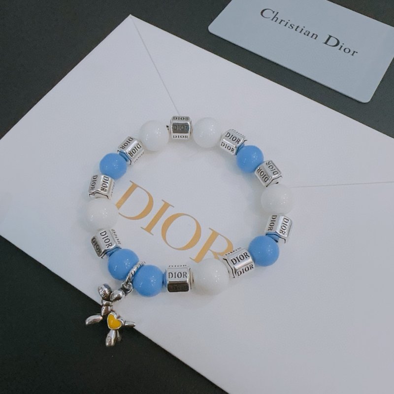 Dior Agate Bead Thai Silver Style Bracelet Blue White view