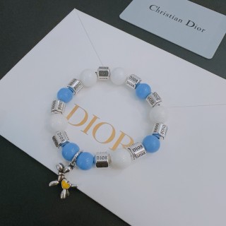 Dior Agate Bead Thai Silver Style Bracelet Blue White view 6