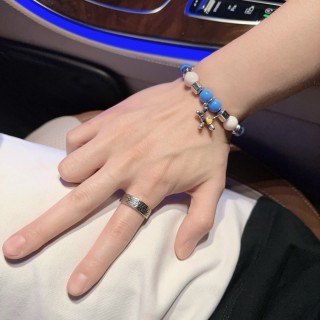 Dior Agate Bead Thai Silver Style Bracelet Blue White view 7