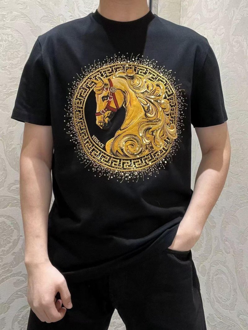 Versace Gold Horse Medusa Black T-Shirt