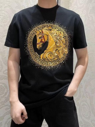 Versace Gold Horse Medusa Black T-Shirt