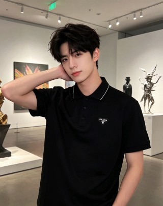 Prada Black Short Sleeve Polo Shirt view 2