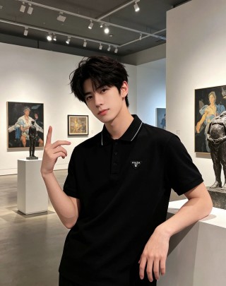 Prada Black Short Sleeve Polo Shirt view 5