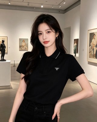 Prada Black Short Sleeve Polo Shirt view 6