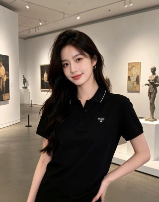 Prada Black Short Sleeve Polo Shirt view 7