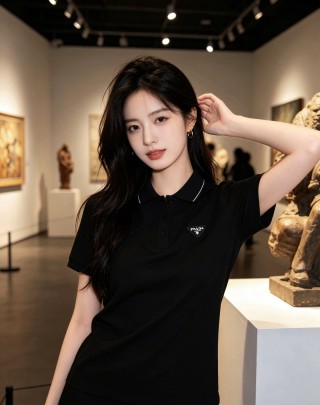 Prada Black Short Sleeve Polo Shirt view 8