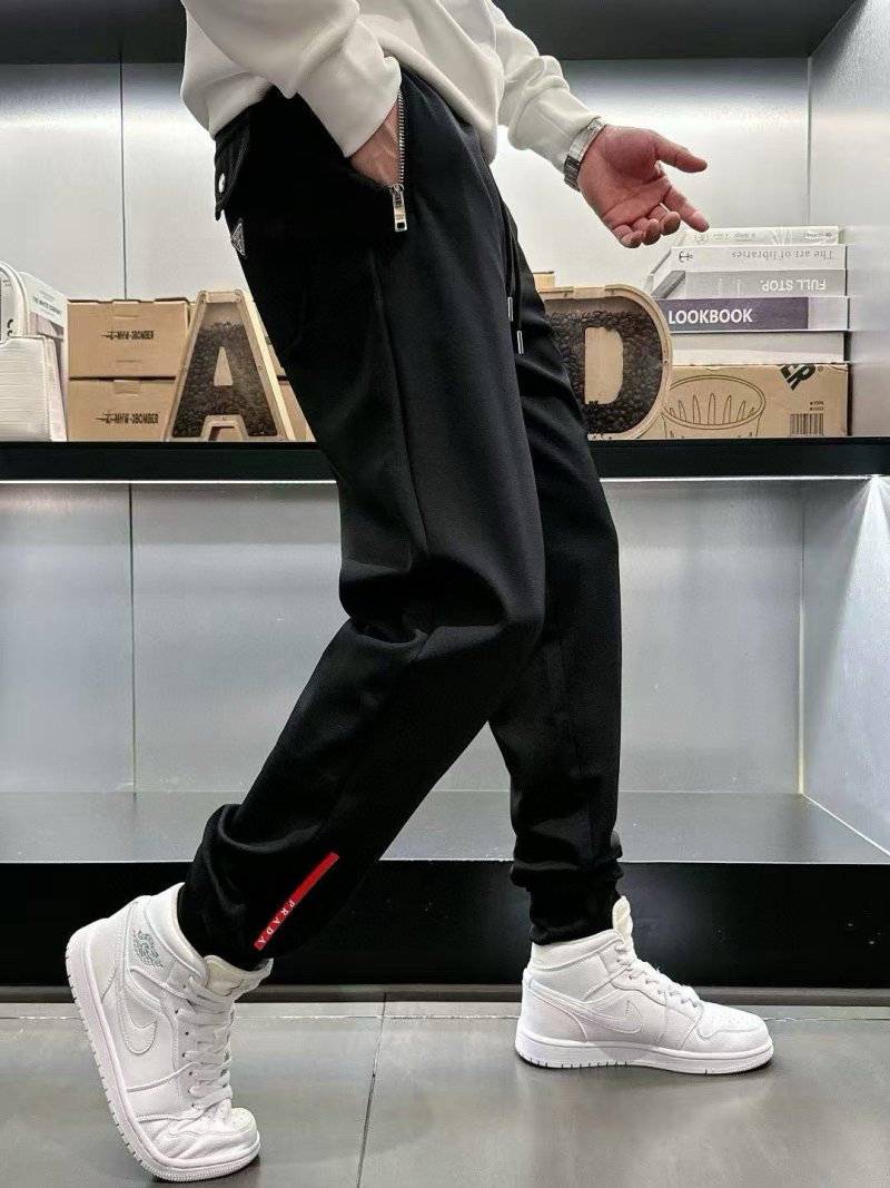 Black Relaxed Fit Cargo Jeans with Red Tape Detail view