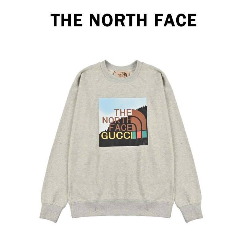Designer-Inspired Grey Sweatshirt with Iconic Mountain Logo Print view