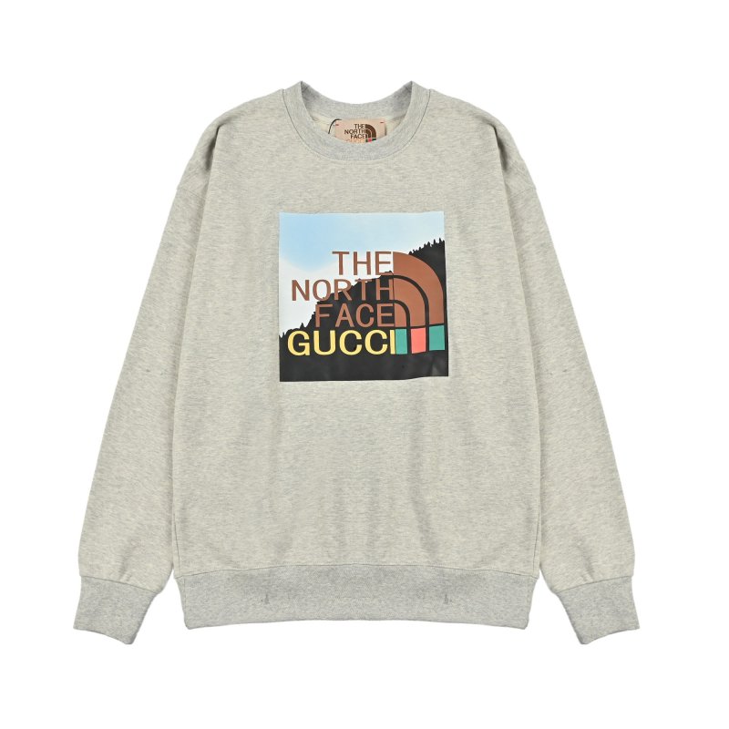 Designer-Inspired Grey Sweatshirt with Iconic Mountain Logo Print view