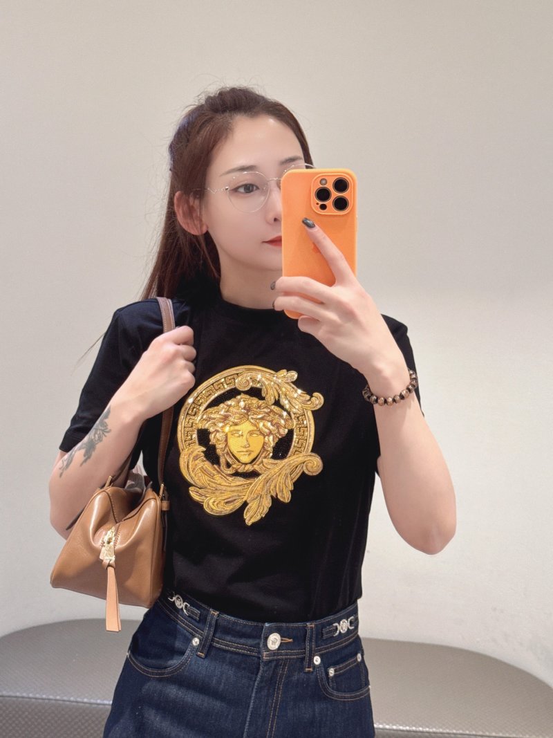 Versace Medusa Gold Logo Black Short-Sleeve T-Shirt