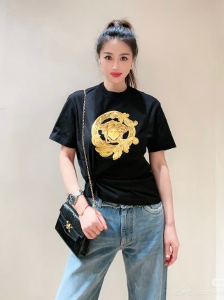 Versace Medusa Gold Logo Black Short-Sleeve T-Shirt view 3