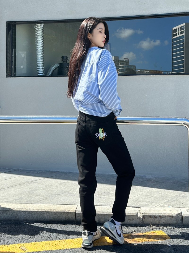 Black High-Waist Straight Leg Denim Jeans view