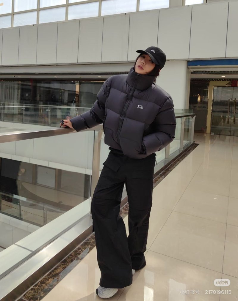 Balenciaga Embroidered Logo Puffer Down Jacket Black view