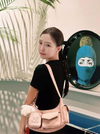 Vintage Leather Multi-Pocket Shoulder Bag - Pink view 8