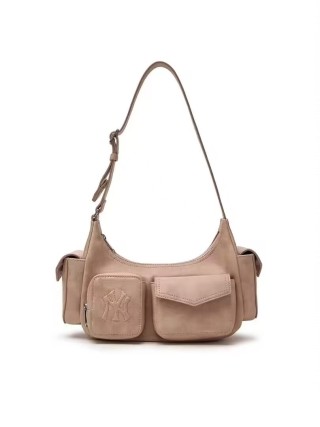 Vintage Leather Multi-Pocket Shoulder Bag - Pink view 9