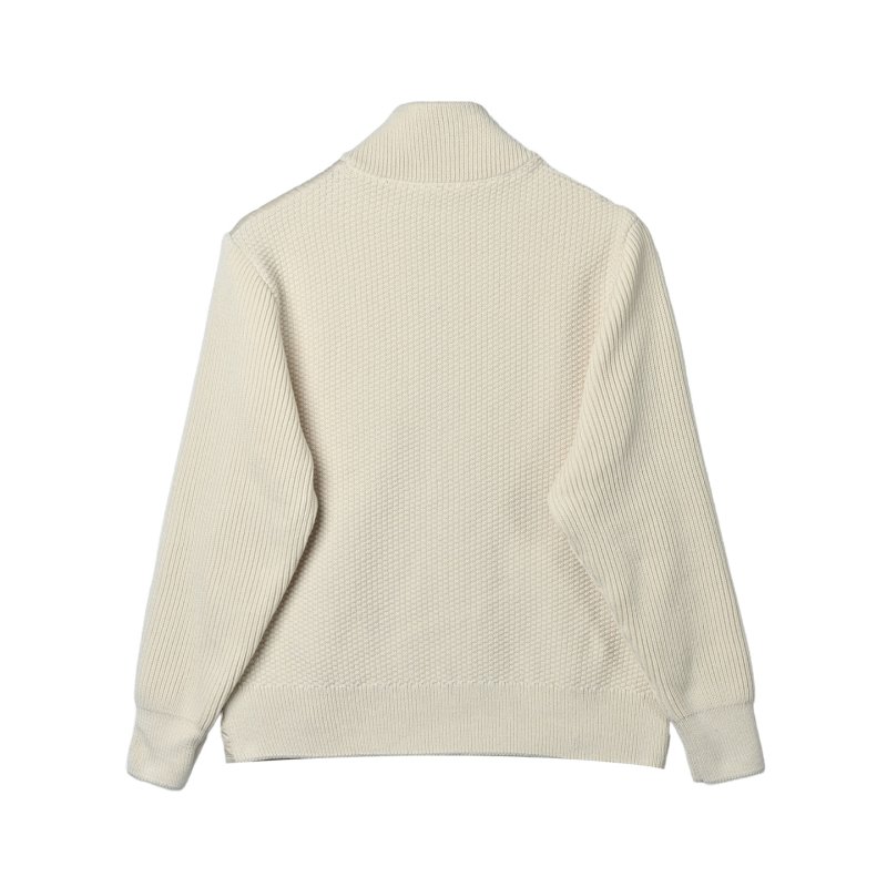 Cream Puffer Down Jacket with Ribbed Knit Sleeves view