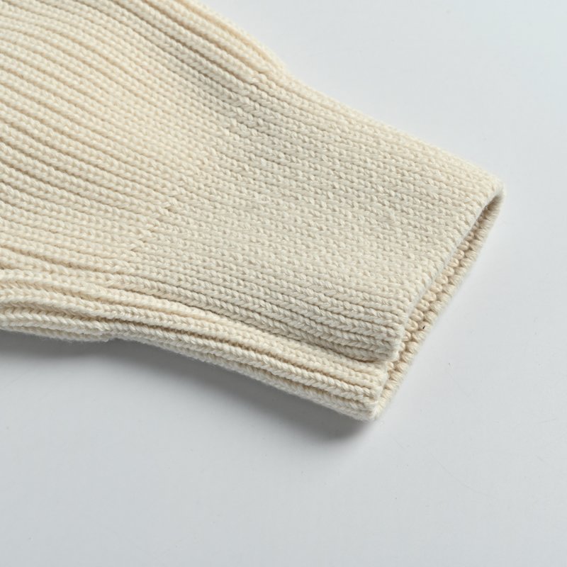 Cream Puffer Down Jacket with Ribbed Knit Sleeves view
