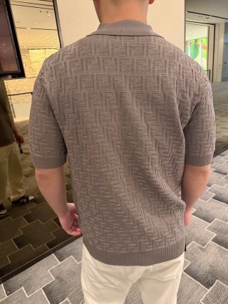 Fendi Monogram Polo Shirt Beige view 6