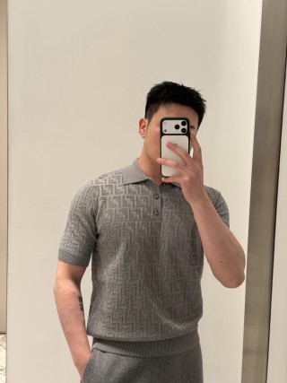 Fendi Monogram Polo Shirt Beige view 9