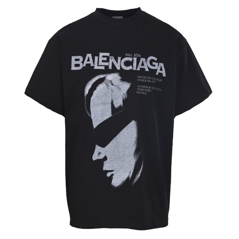 Balenciaga Black Graphic Short Sleeve T-Shirt view