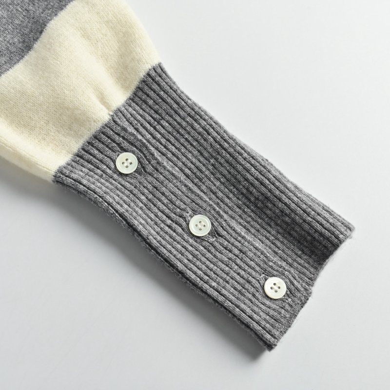 Striped Color-Block Knit Hoodie - Charcoal & Cream view