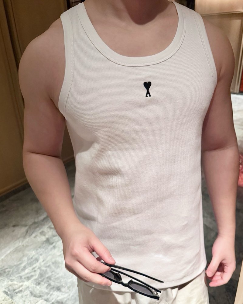 Essentials White Ribbed Tank Top with Black Logo