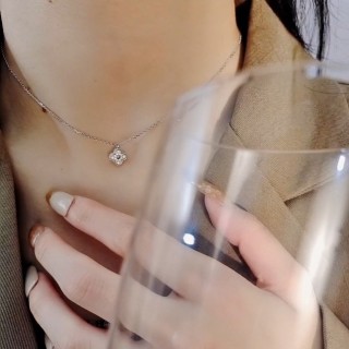 Cubic Zirconia Cushion Pendant Necklace - Silver