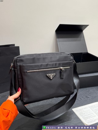 Prada Black Nylon Camera Crossbody Messenger Bag view 3