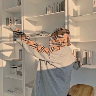 Burberry Grey Zip Hoodie with Nova Check Sleeves view 8