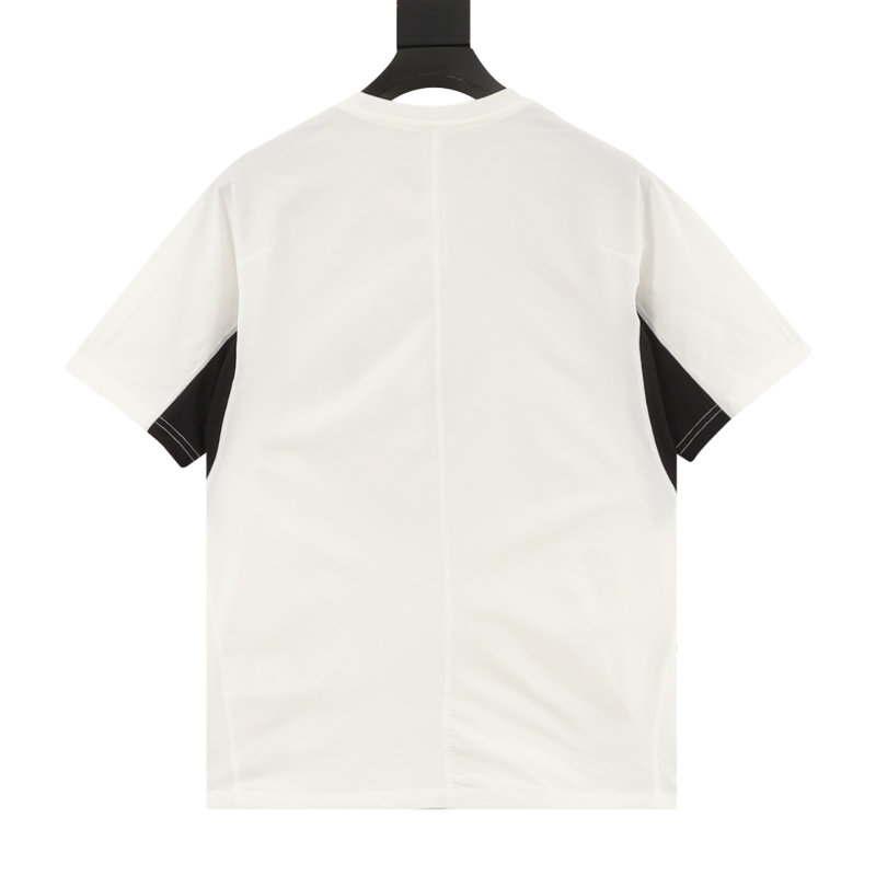White Crew Neck Short Sleeve T-Shirt with Side Stripe view