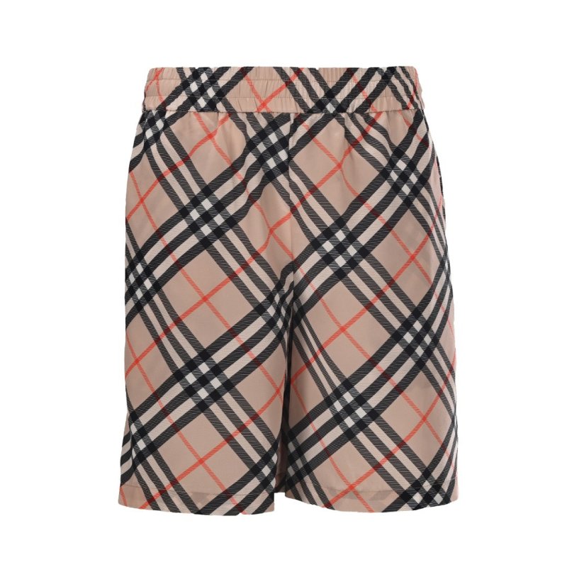 Burberry Check Stripe Elasticated Waist Shorts Beige